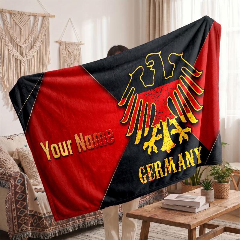 Eintracht Frankfurt Personalized Fleece Blanket With Football Logo, Custom Name Text Soft Warm Home Throw Blanket
