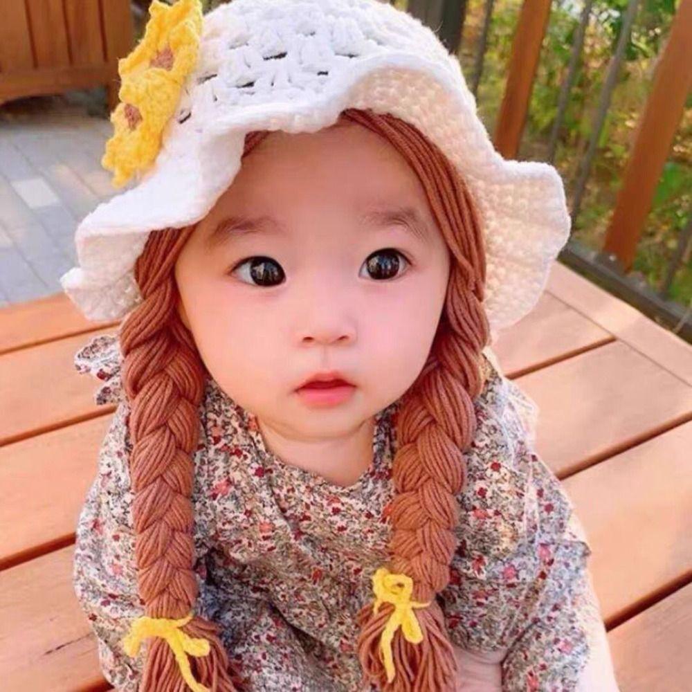 Handmade Knitted Kids Wool Cap Pink Bow Photoshoot Kids Wool Cap Crochet Hat Caps  Bebe Photography