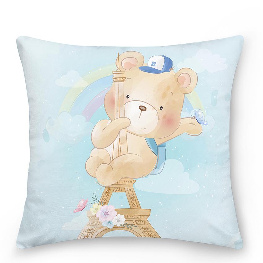 Bedroom Living Room Sofa Pillowcase Cute Panda Animal Print  Cartoon Cushion Cover Blue Home