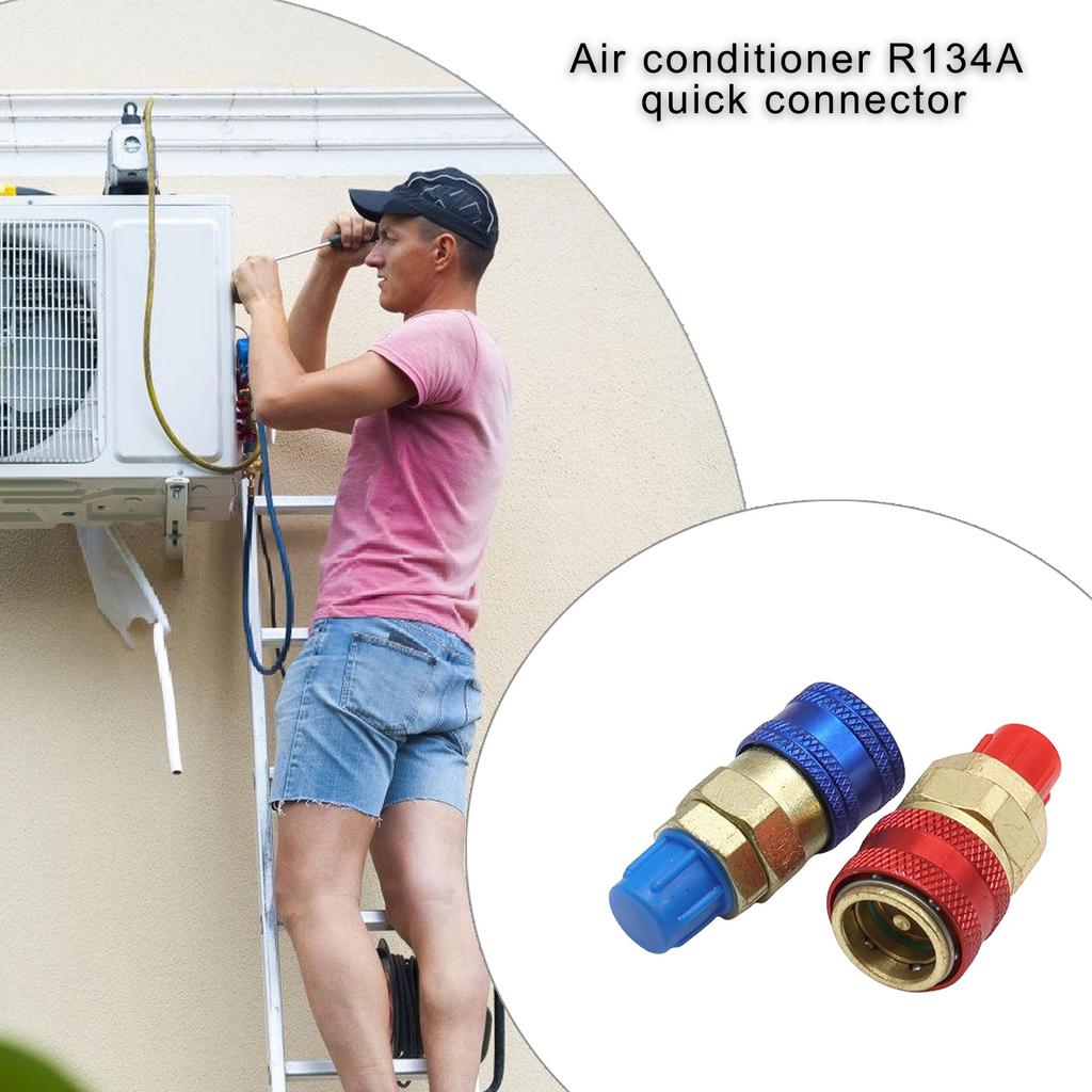 R134A Refrigerant Quick Coupling Adapters Coupler Converter Set Quick Coupler Adapters for Car and Household Appliances