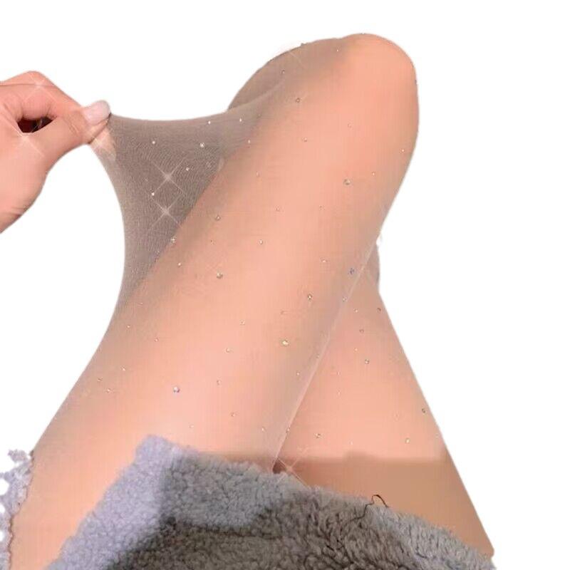 Funkelnde Diamantstrümpfe: Sexy, süß, dünne weiße Seide, Anti-Haken, glänzendes Schwarz