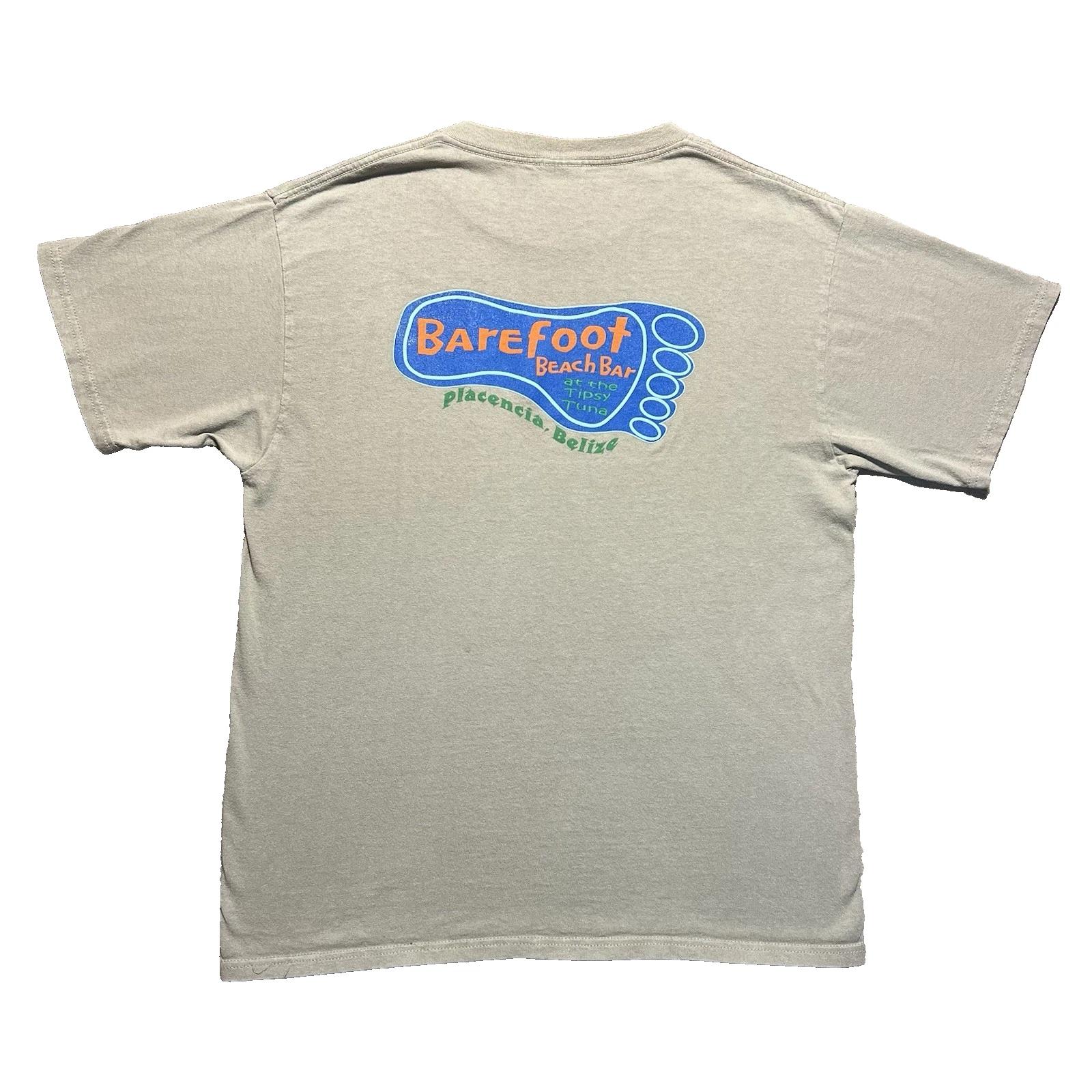 Vintage 90s Barefoot Beach Bar T Shirt L FOTL Heavy Palencia Belize Tropical Tee XL