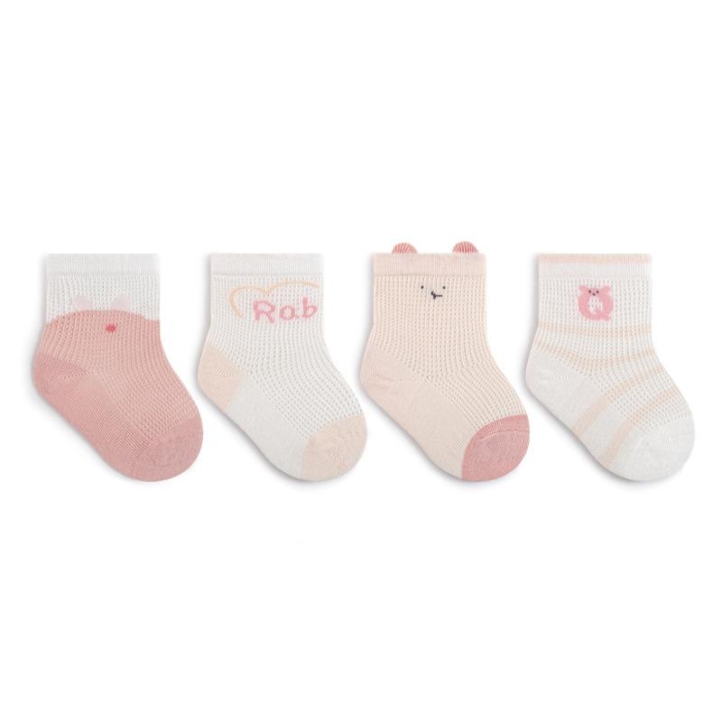 

4 пары/комплект детских носков для девочек и мальчиков, летние тонкие сетчатые носки для новорожденных с мультяшным рисунком, детские хлопковые мягкие носки для малышей XL розовый