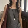 Niche Safety Buckle Water Bottle Black Leather Rope Long Necklace Female Simple Personality Fashion Versatile Neck Chain Sweater Chain