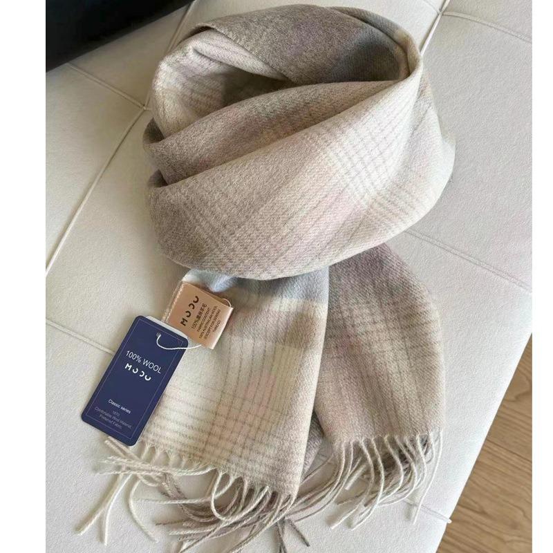 Selected pure wool plaid scarf classic unisex couple winter warm scarf