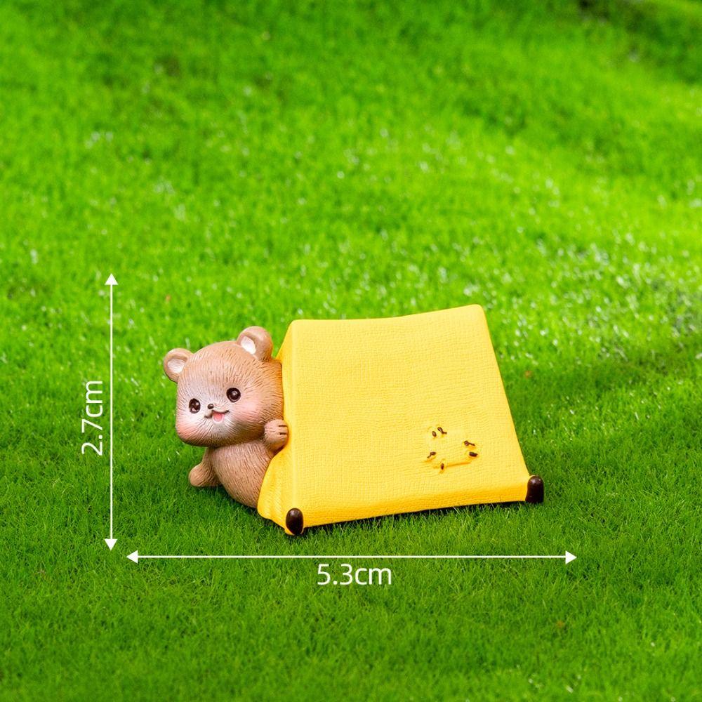 Kids Toy Camping Tiny Brown Bear Statue Resin Mini Animals Scene Model  Home Decoration