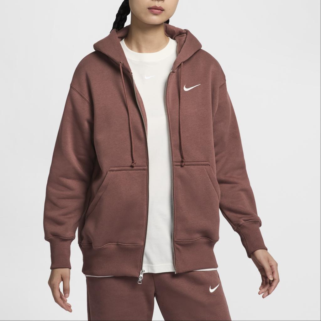 (WMNS) Nike Sportswear Phoenix Fleece Oversized Full-Zip Hoodie Asia Sizing 'Red Sepia' Women's DQ5759-218