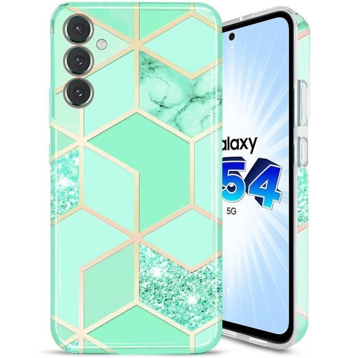 Coque - BOOLING - pour Samsung Galaxy A54 5G - Motif Marbre Turquoise - Protection Antichoc - Souple