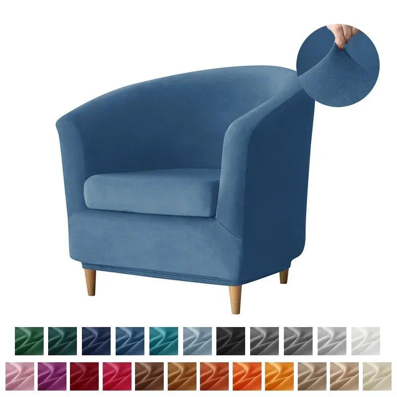 Velvet Club Bath Tub Armchairs Covers Solid Color Single Sofa Slipcover Stretch Couch Cover for Bar Counter with Seat Covers