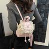 Korean Lace Plaid Small Backpack Bag for Women 2025 New Trendy Summer Leisure Student Commuting Large-capacity Backpack