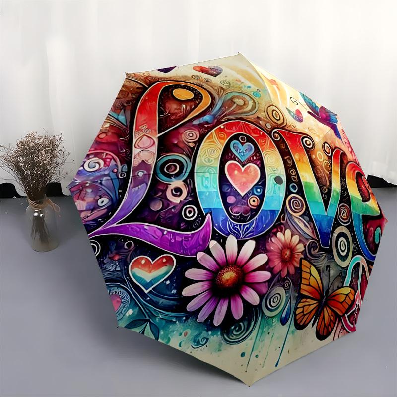 1pc Love, Peace Automatic Open/Close Umbrella, Lightweight for Women/Men, Perfect Gift - for Everyday or Holiday Eventsyy251127100