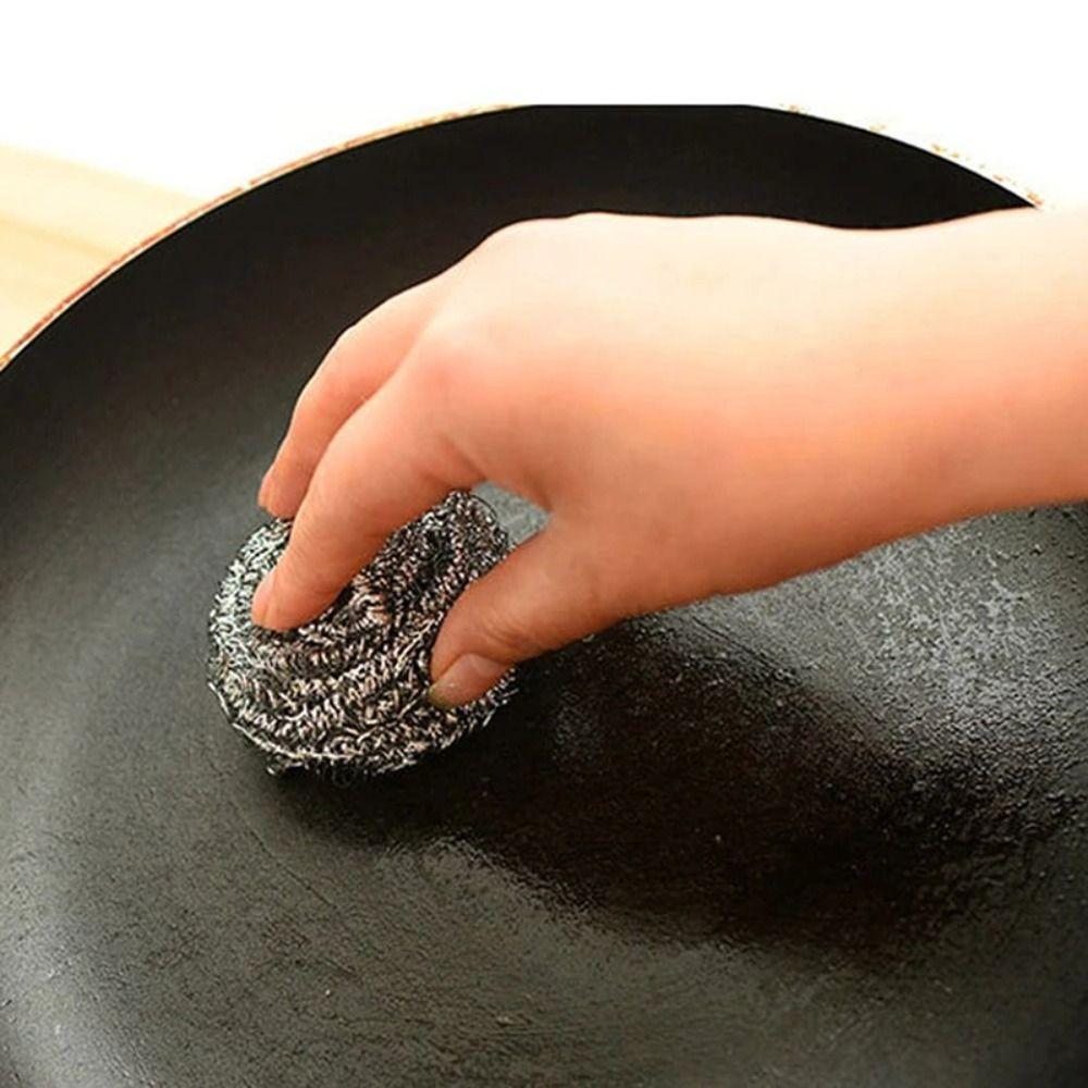 4Pcs Rugby Shape Stainless Steel Balls Multipurpose Cleaning Ball Metal Scrubber  Household