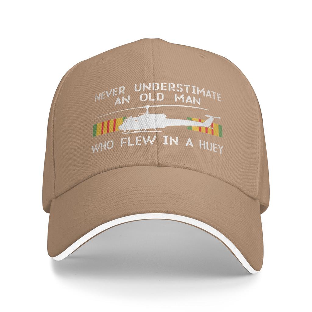 Summer Casual Baseball Cap NEVER UNDERSTIMATE AN OLD MAN WHO FLEW IN A UH-1 HUEY Sport Hats For Sunscreen Fitted Baseball Caps