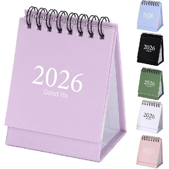 Mini Desk Calendar 2026-2027, January 2026 until July 2027, 19 Months Standing Flip Small Desktop Calendar Twin-Wire Binding with Stickers for Home