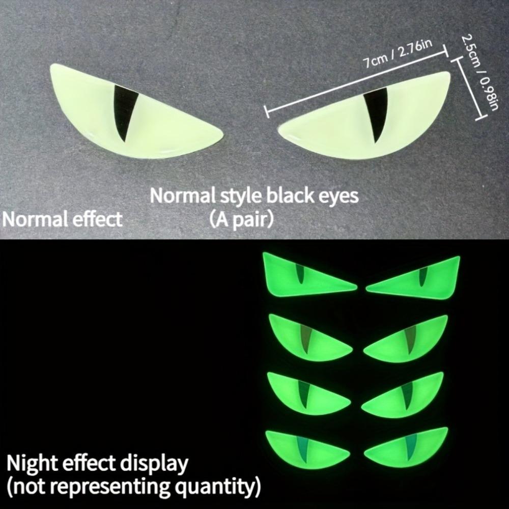 Motorcycle Cat Eyes Glow Stickers 2pcs Green Night Luminous Bike Decal 7cm