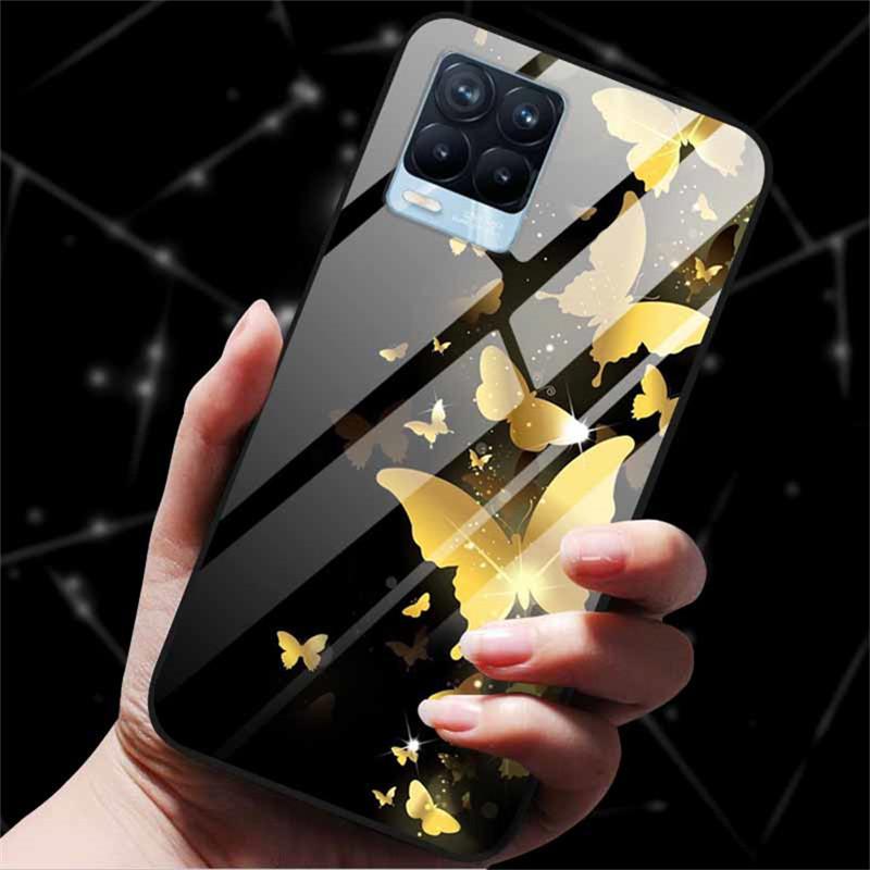 For Realme 8 Case Tempered Glass Hard Back Cover Case For Realme 8 5G 8i Realme 8 Pro Phone Case Cover Realme8 Pro Soft Bumper