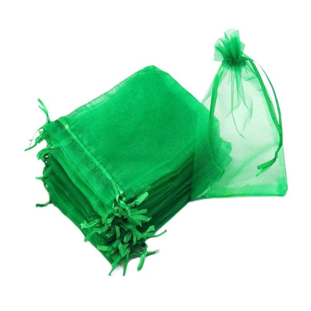 100Pcs Christmas Gift Bags Festival Pouches Small College Graduation Mini Sheer Drawstring Organza Bags Wrapping Bags Candy Bags