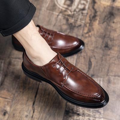 Móda Klasická Značka Pánské Kožené Ležérní Boty Šněrovací Britský Styl Hnědé Pánské Společenské Boty Měkká Podrážka Brogue Boty Protiskluzové