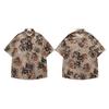 Niche designgevoel van oud bloemenkortemouwenshirt mannen en vrouwen koppels retro los casual zomer casual shirt mannen
