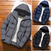 Winter Men Parkas Padded All Match Solid Color Long Sleeve Zipper Hood