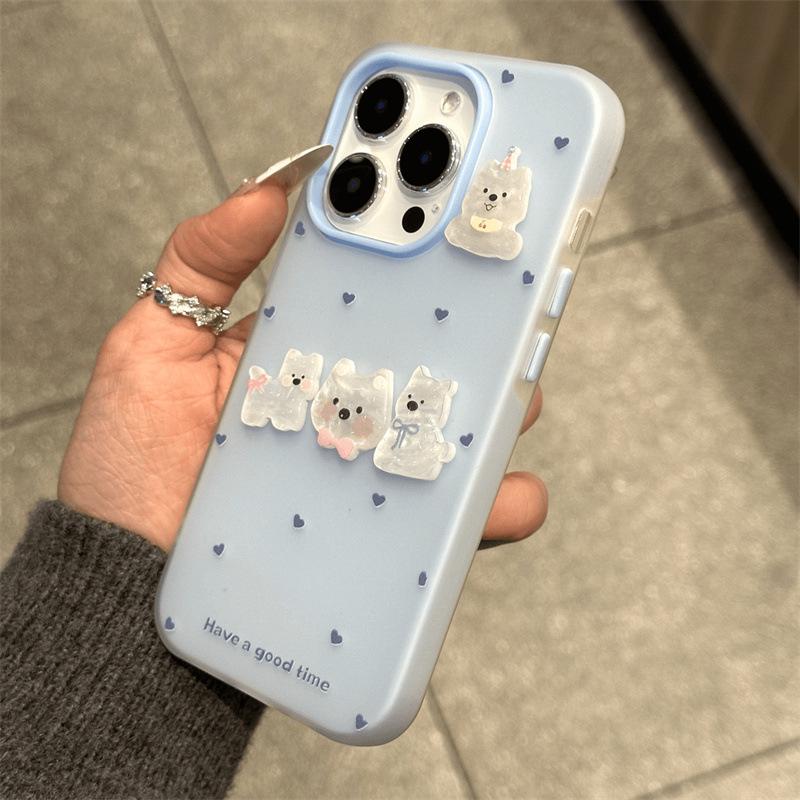 Spring and summer full screen love puppy stickers are suitable for Apple 11Promax mobile phone case IP11 large hole two-in-one jelly.