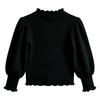Girls Lace Trim Puff Sleeve Top Casual Blouse for Everyday Wear