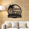 Custom Tropical Food Truck Tin Sign Handmade Palm Tree Design for Restaurant Beach Bar Outdoor Wall Decor