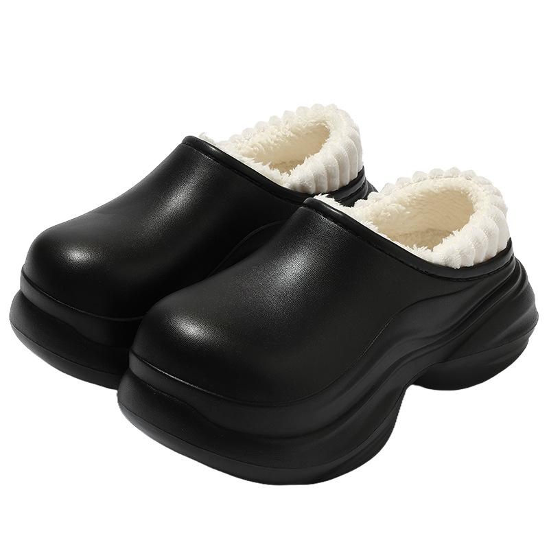EVA waterproof thick-soled cotton slippers winter indoor home household bedroom velvet thermal cotton shoes heel