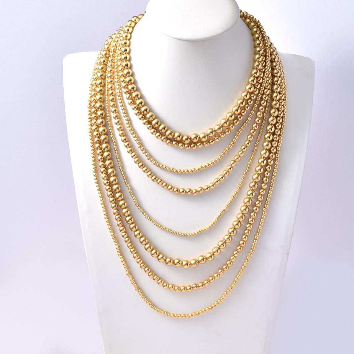 Золото серебро искусственный жемчуг бусины преувеличенное многослойное хип-хоп женское ccb материал длинное богемное ожерелье золотой