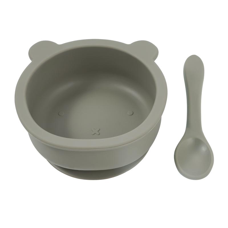Hurtowe Silikonowe Naczynia dla Niemowląt 100% Bezpieczne dla Żywności Silikonowa Łyżeczka dla Niemowląt Miseczka do Karmienia z Przyssawką Talerzyki w Kształcie Zwierzątek dla Niemowląt