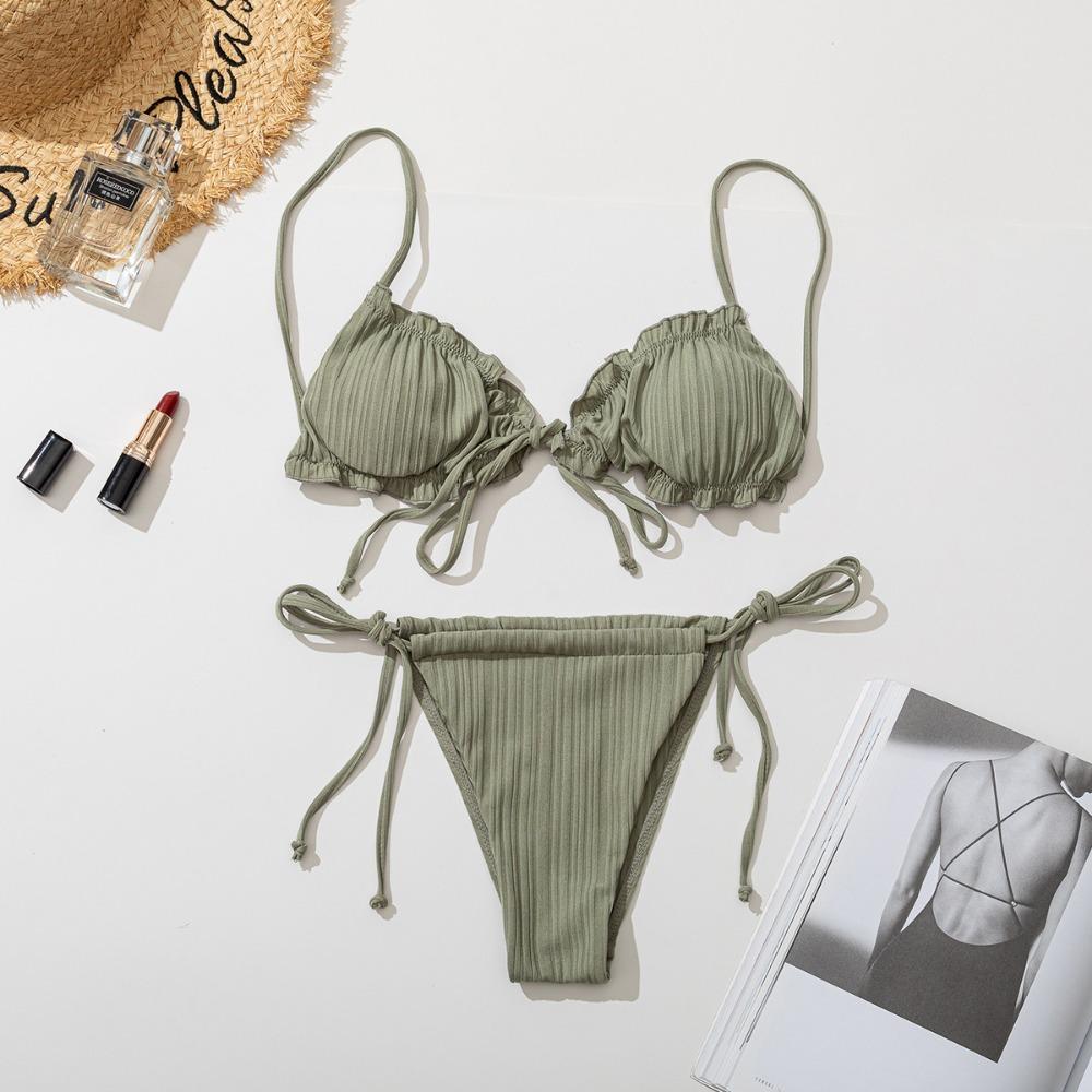 

Купальник бикини в европейском и американском стиле, сексуальный купальник с треугольной сумкой и ремешком, разделенный купальник S