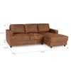 4-seater Right-hand Corner Sofa - Vintage Brown Fabric - Contemporary - L 215 X D 140 X H 86 Cm - PAUL