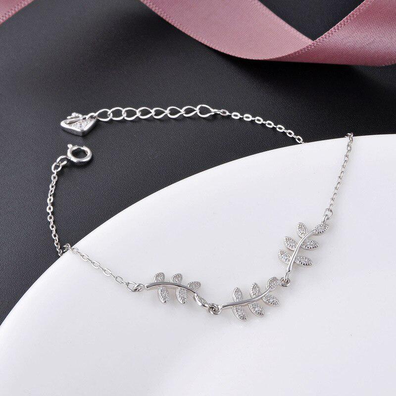 Tancise Mode 925 Sterling Silber Armband für Frauen Blattförmige Zirkon Kette Armbänder Hochzeit Edlen Schmuck Geschenk