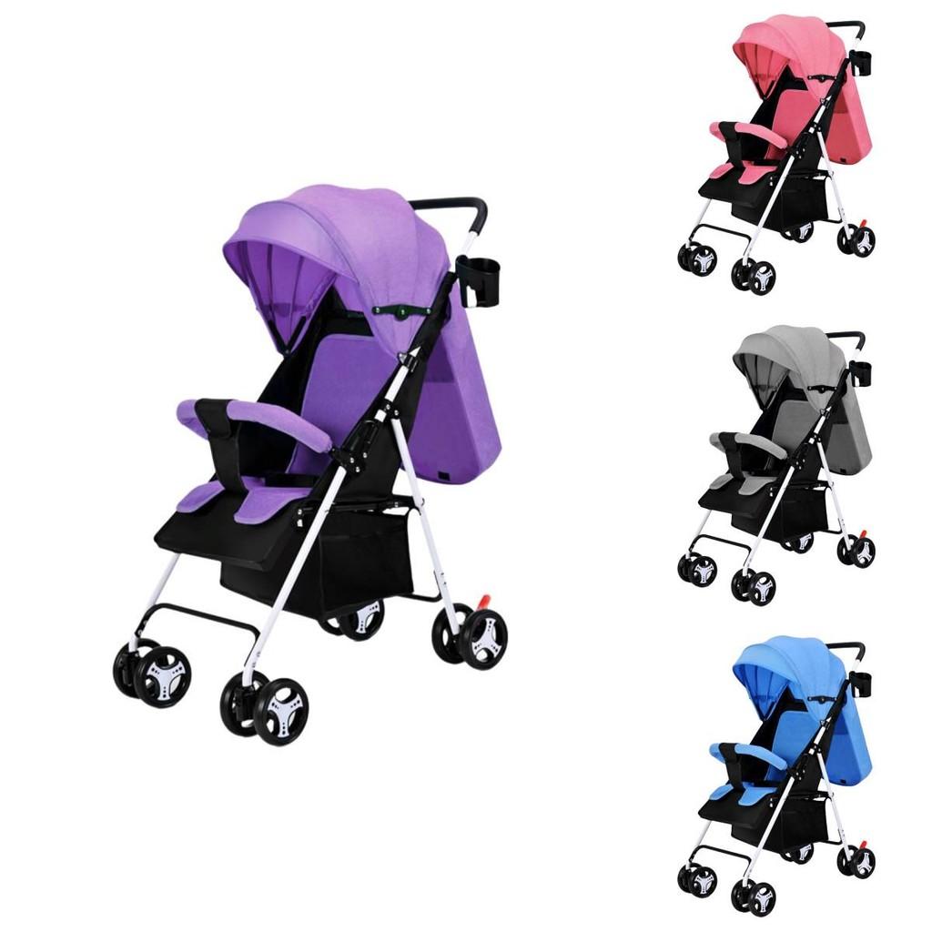 Baby Bærbar Barnevogn Sitte Eller Ligge Sammenleggbar Trille Justerbar Ryggstøtte