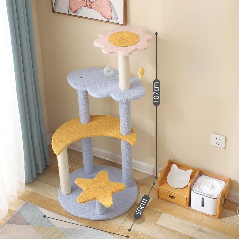 Многоуровневая игровая площадка для кошек с плюшевой тканью и когтеточкой для домашних кошек 107CM