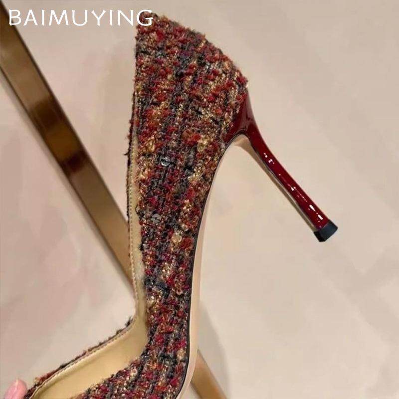 High Heels Women Shoes Suede Shallow Pointed Toe Elegant Sandals Winter 2025 Trend Fashion Pumps Dress Party Mujer Zapatillas