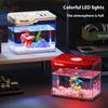 Kreatives Acryl-Aquarium Transparentes Mini-LED-Licht Kampffischbecken Zuchtbecken Atmungsaktives Becken Tischdekoration