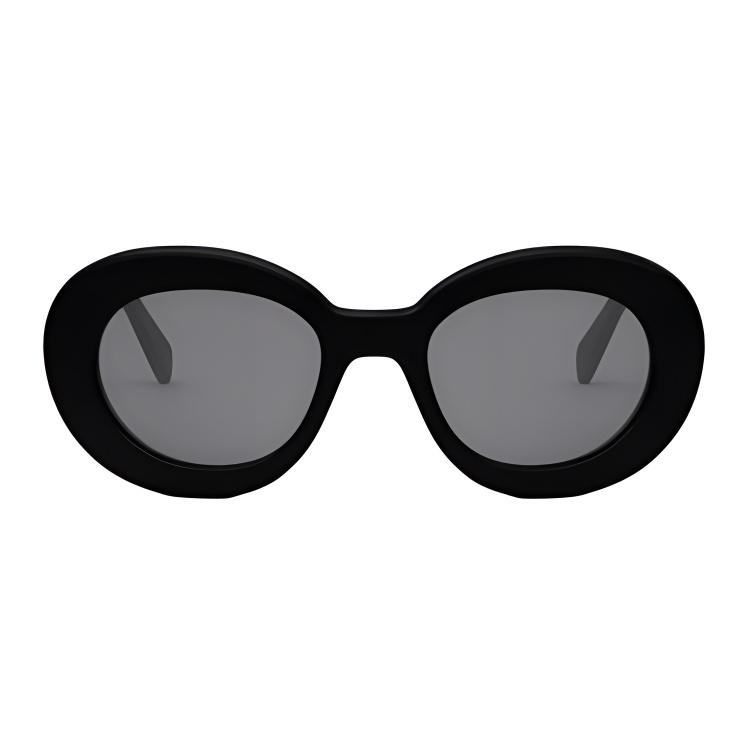 Celine Full Frame Design Oval Sunglasses Men Sunglasses Black CL40312U.