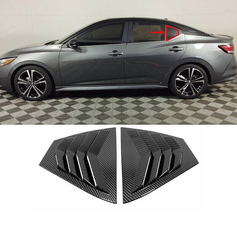 For Nissan Sentra / Sylphy    Car Rear Louver Window Side Shutter Cover Trim Sticker Vent Scoop ABS Carbon Fiber
