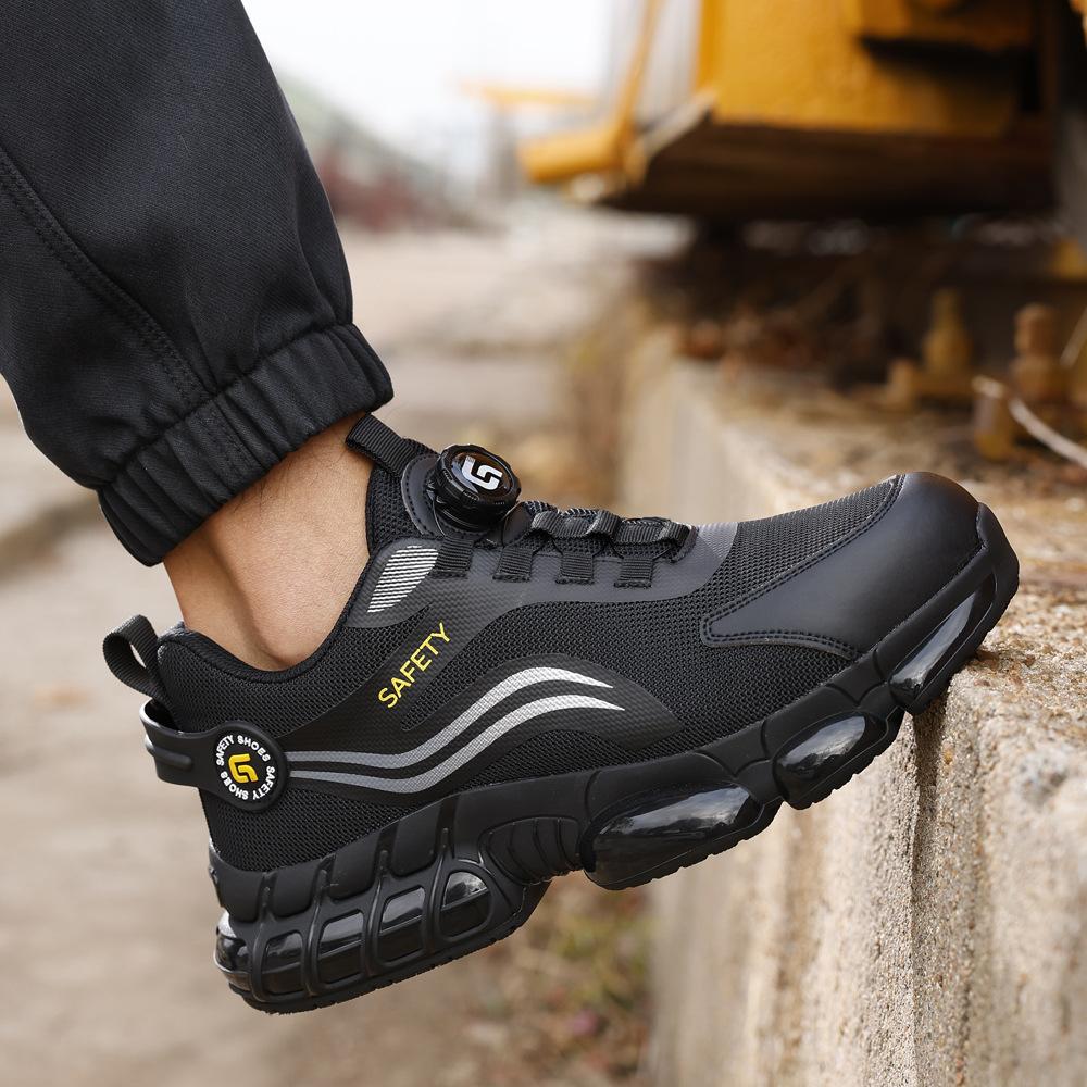 Fashion Safety Boots Fashion New Safety Work Shoes Anti-smash Anti-puncture Anti-odor Men Wear Shoes Non-slip Knob Buckle Steel Toe Shoe