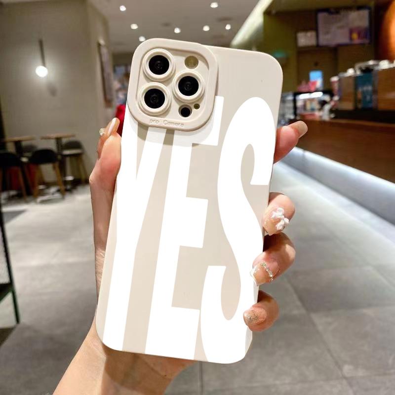 English Words YES NO Pattern Phone Case For iPhone 16 Pro Max 15 14 13 12 11 XS X XR 16E Plus SE 2 16E Shockproof Soft Cover
