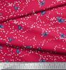 Soimoi Red Japan Crepe Satin Fabric Dot & Butterfly Print Fabric by the metre 42 Inch