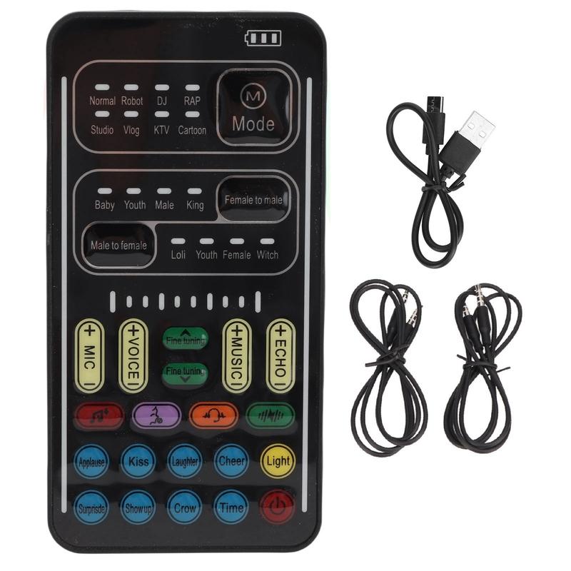 Voice Disguiser Voice Changer 8 Built In Sound Effects ABS Portable Black Multiple Connection Modes for Live Streaming