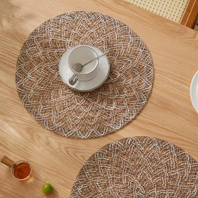 Japanese-style simple SHEIN explosive jute woven placemat natural round bowl mat table mat heat insulation