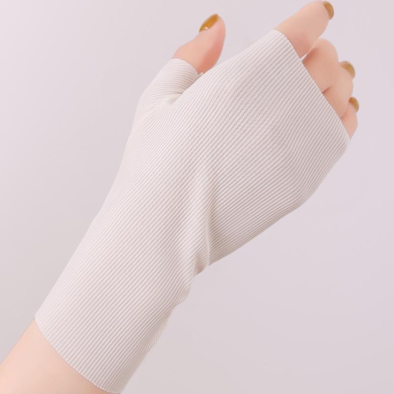 Neutral Ice Silk Leak Finger Summer Sun Protection Gloves Thin Silk Cycling Driving Letter Office Typing Short Half Finger Glove