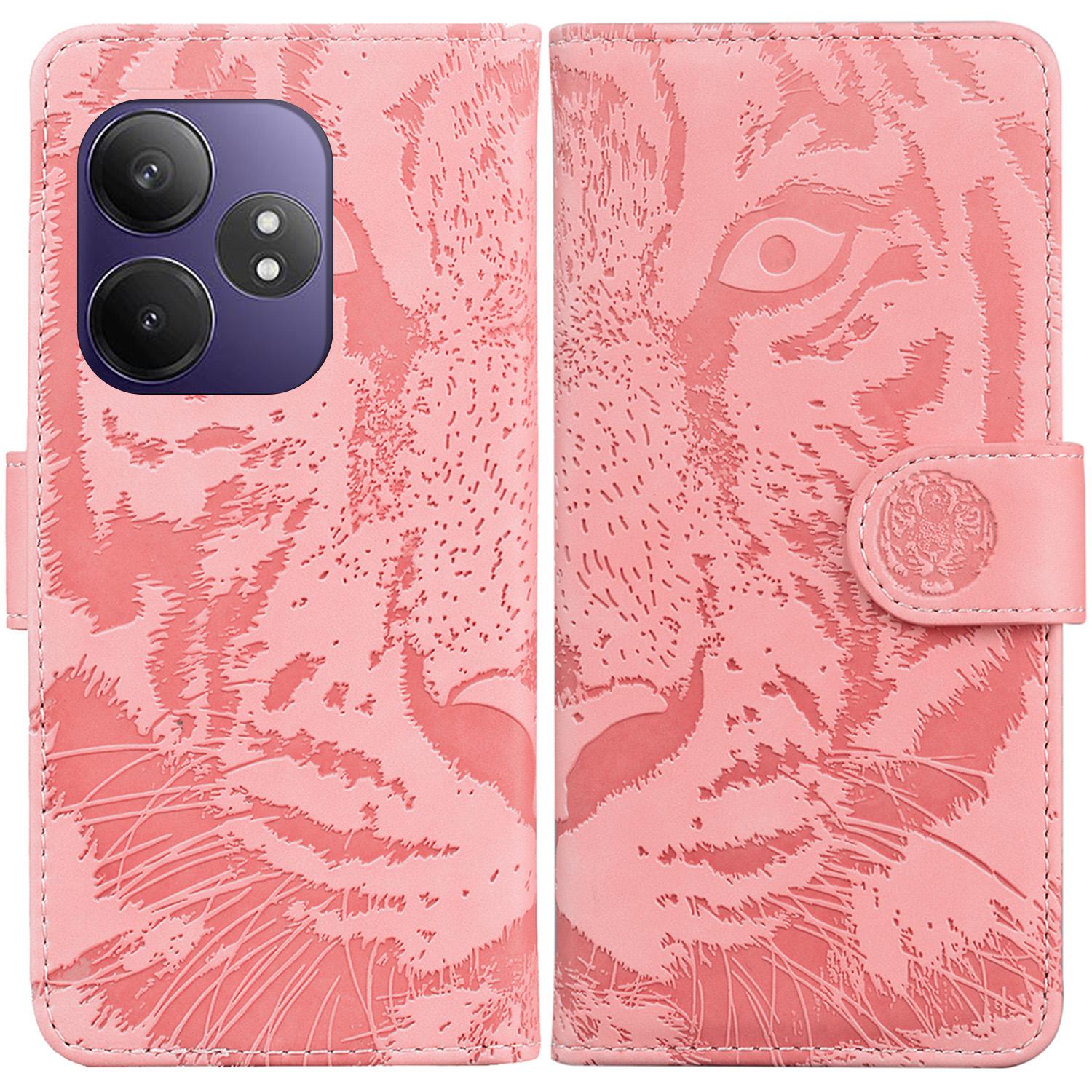 

Для Realme GT Neo6 SE 5G/Neo6 5G/6T 5G/6 5G Кожаный чехол-кошелек с откидной крышкой и тиснением тигра Pink