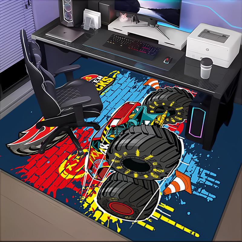 Mon-ster Truck Adventure Floor Mat for Living Room, Game Rooms, Office, Bedroom, Office Floor Mat Playful Design, Christmas fan gifts