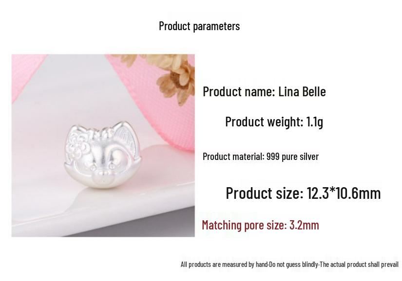 999 Sterling Silver Sanrio LinaBell Clown Kawsada Daji DIY Pure Silver Beading Accessories