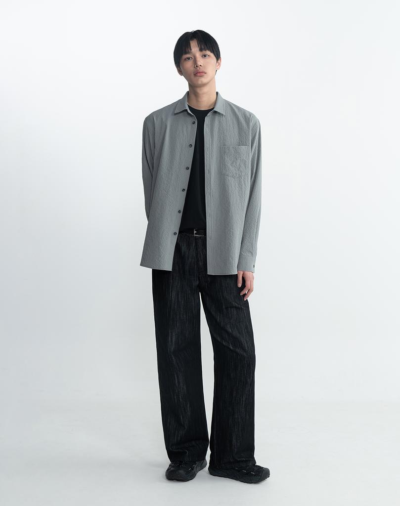 WORK ON BODY OFF Eden Slub Semi-Wide Denim Pants [Black]