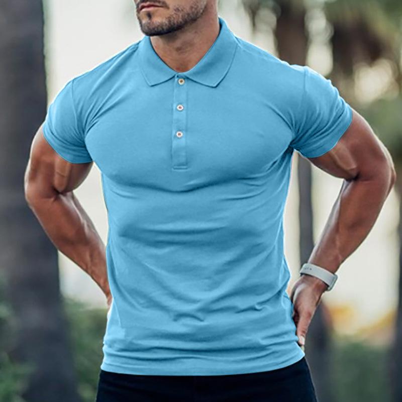Men's Plain Short-sleeved Polo Shirt: a Casual Button-down Collared T-shirt
